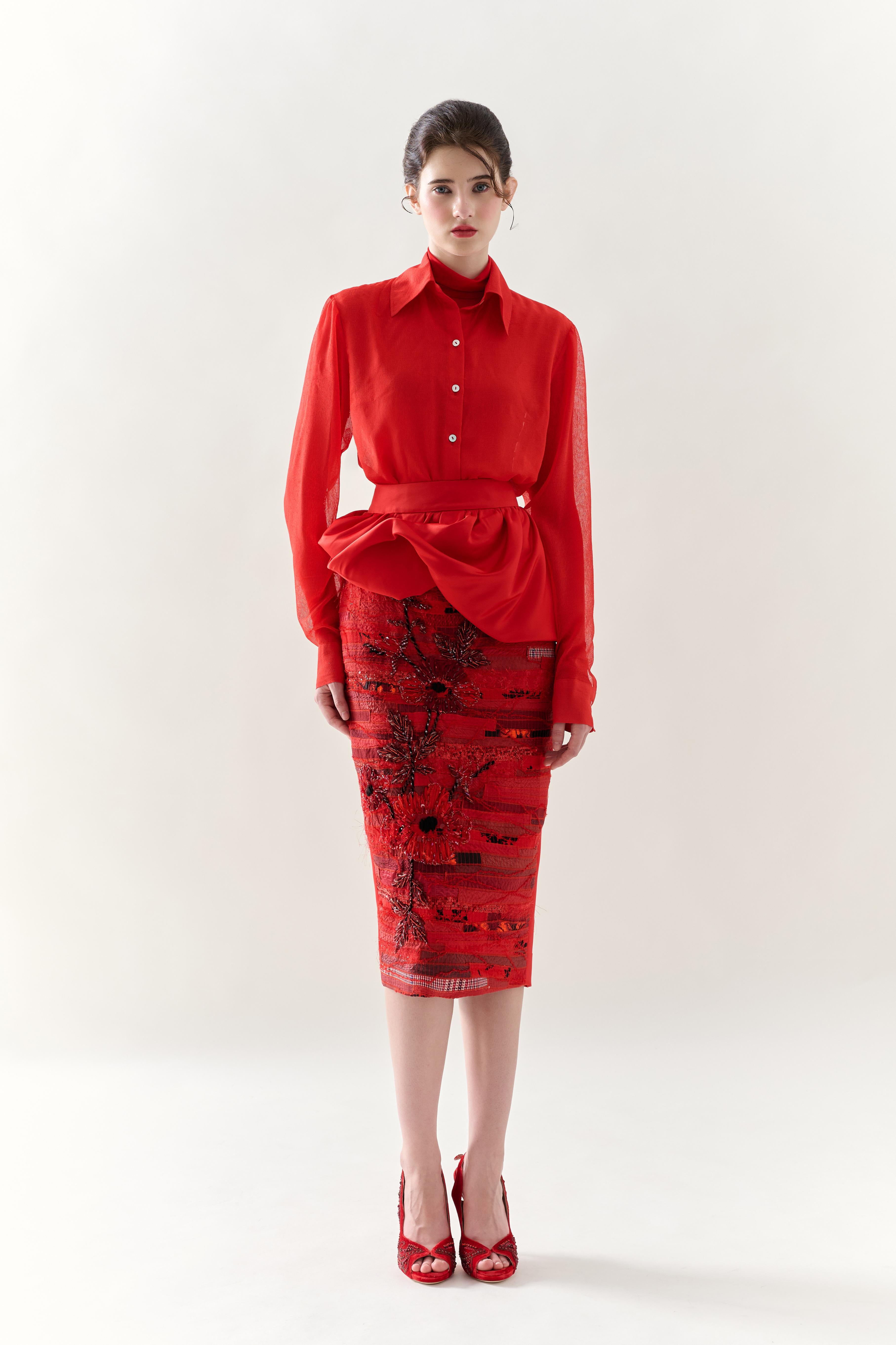 KHAAR | Scarlet Peplum Skirt