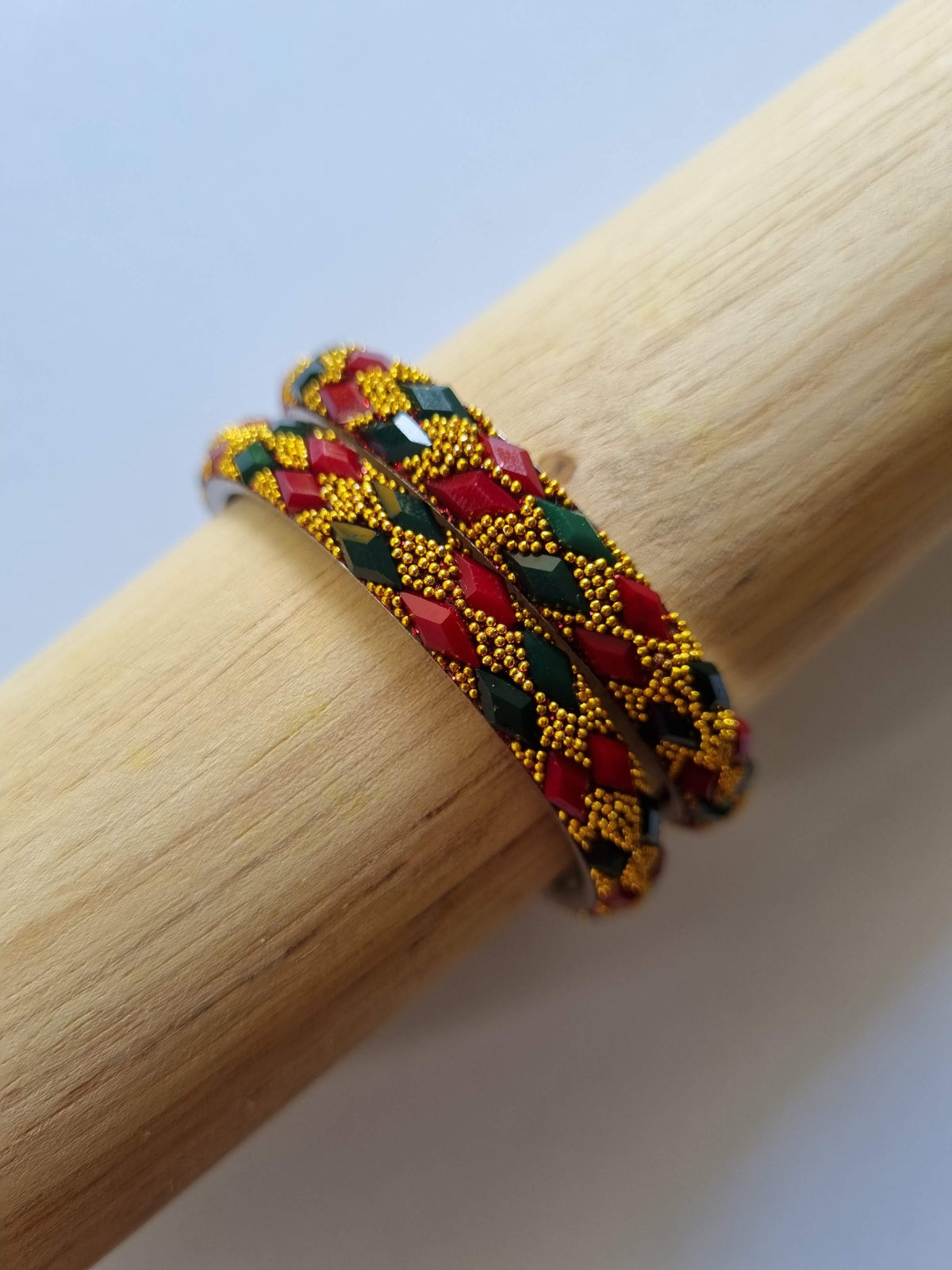 NIMBU | Festive Maroon Green Gold Kada Bangles
