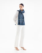 QUEENMARK | AN Patola Ikat Print Light Blue Red Dots