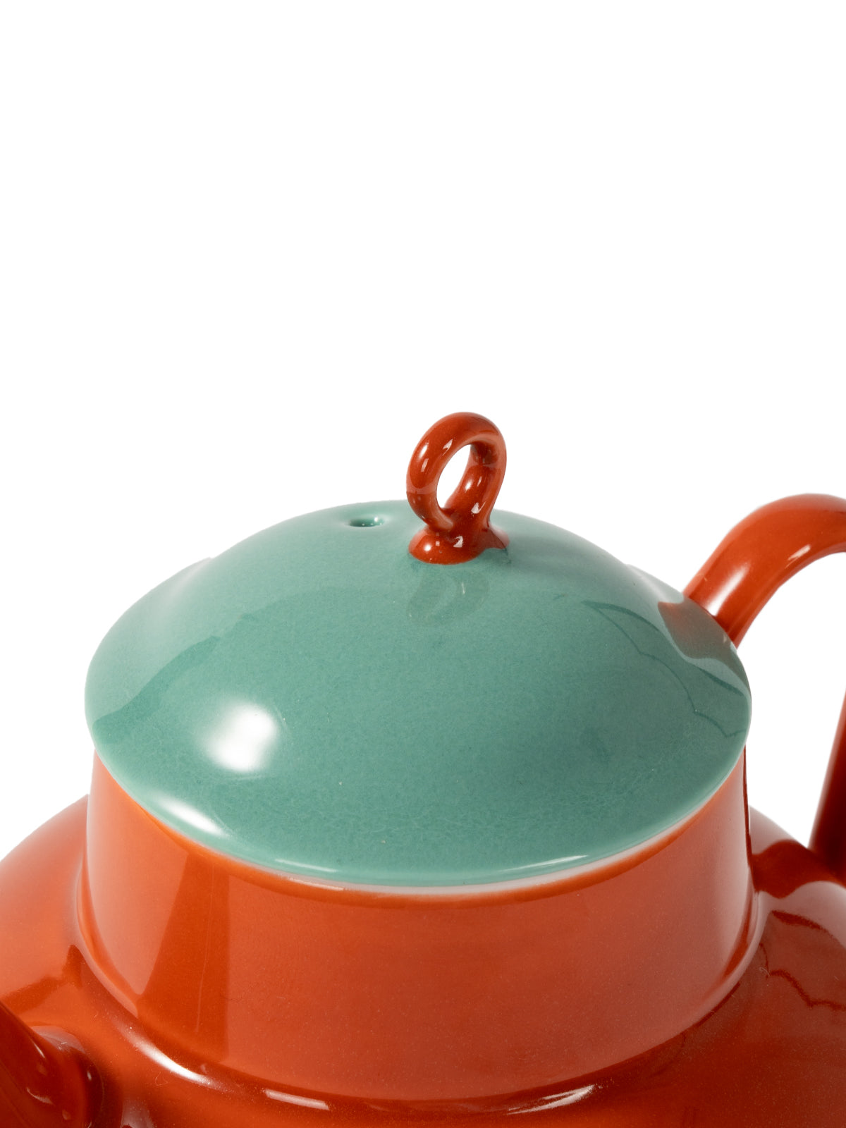 CRAFILAB | Brick Red & Turquoise Round Teapot