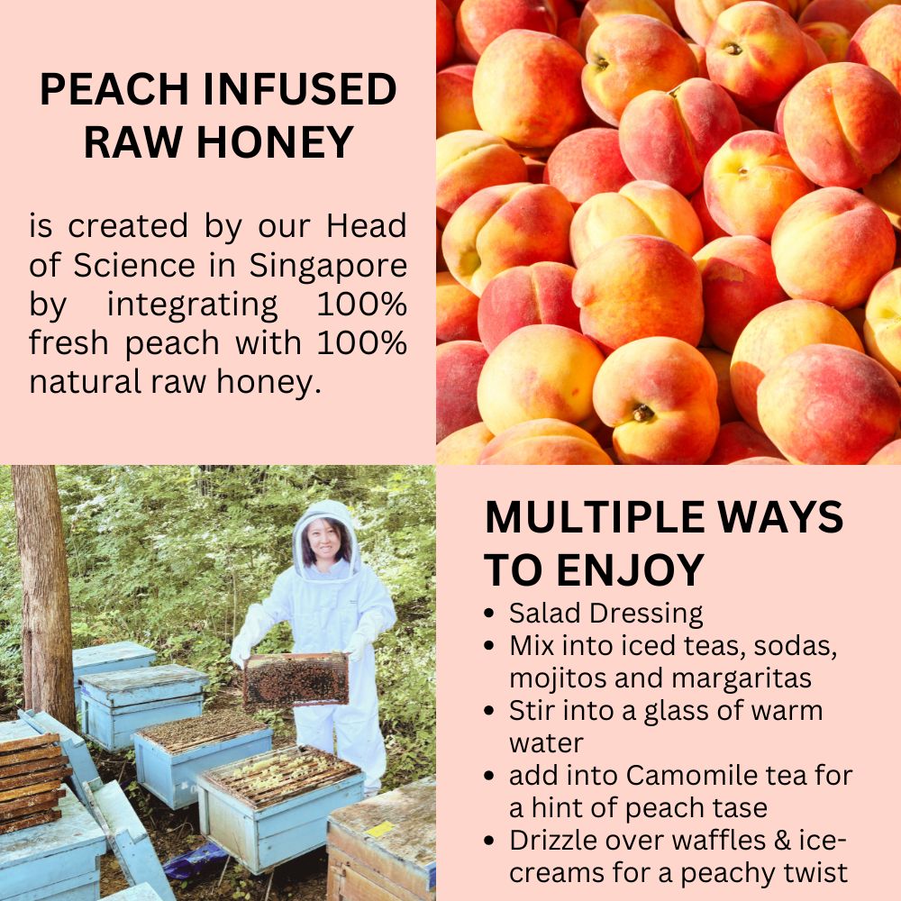 HIVES KEEPER | Infused Raw Honey (with Gift Box) - Peach Infused Raw Honey