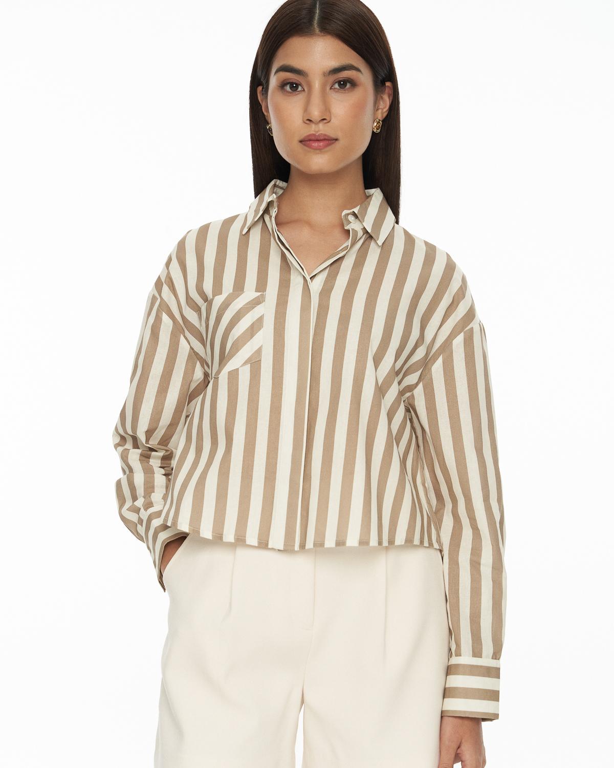DRESSINGPAULA | Cotton Striped Crop Shirt