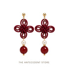 THE ANTECEDENT STORE | 吉祥结 | Statement Auspicious Knot With Red Agate Earrings