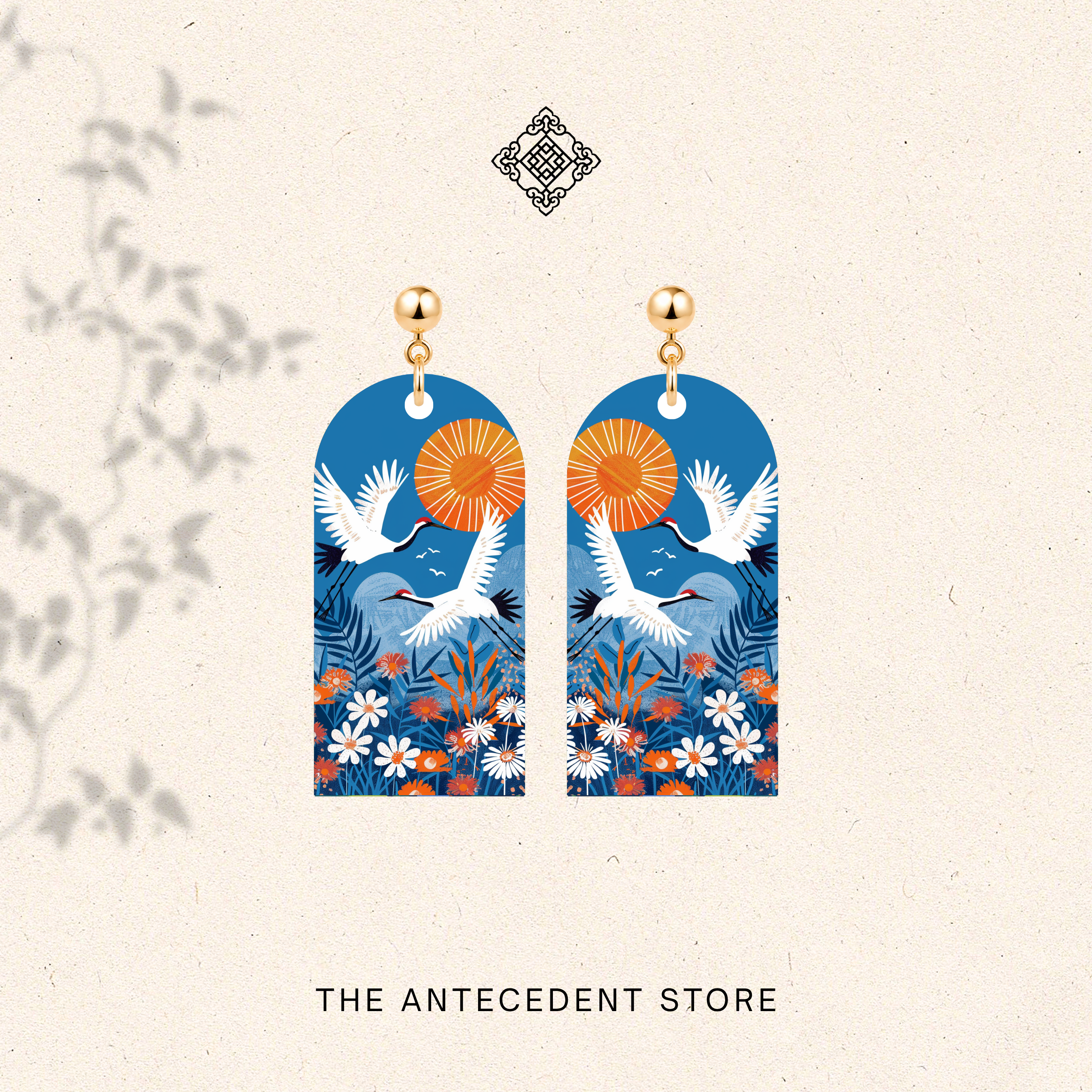 THE ANTECEDENT STORE | Double Blessings Crane Earrings