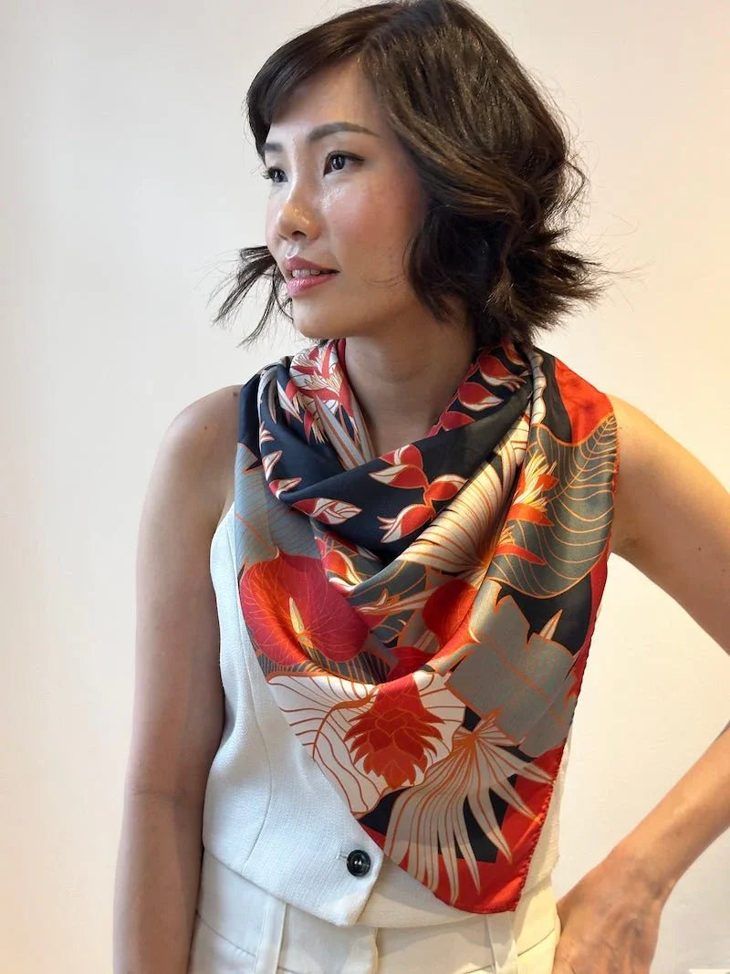 BINARY STYLE | Tropical Party Silk Scarf