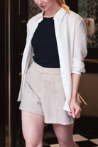 OLIVE BASICS | Joanna Expandable Pocket Shorts in TENCELâ„¢ Linen