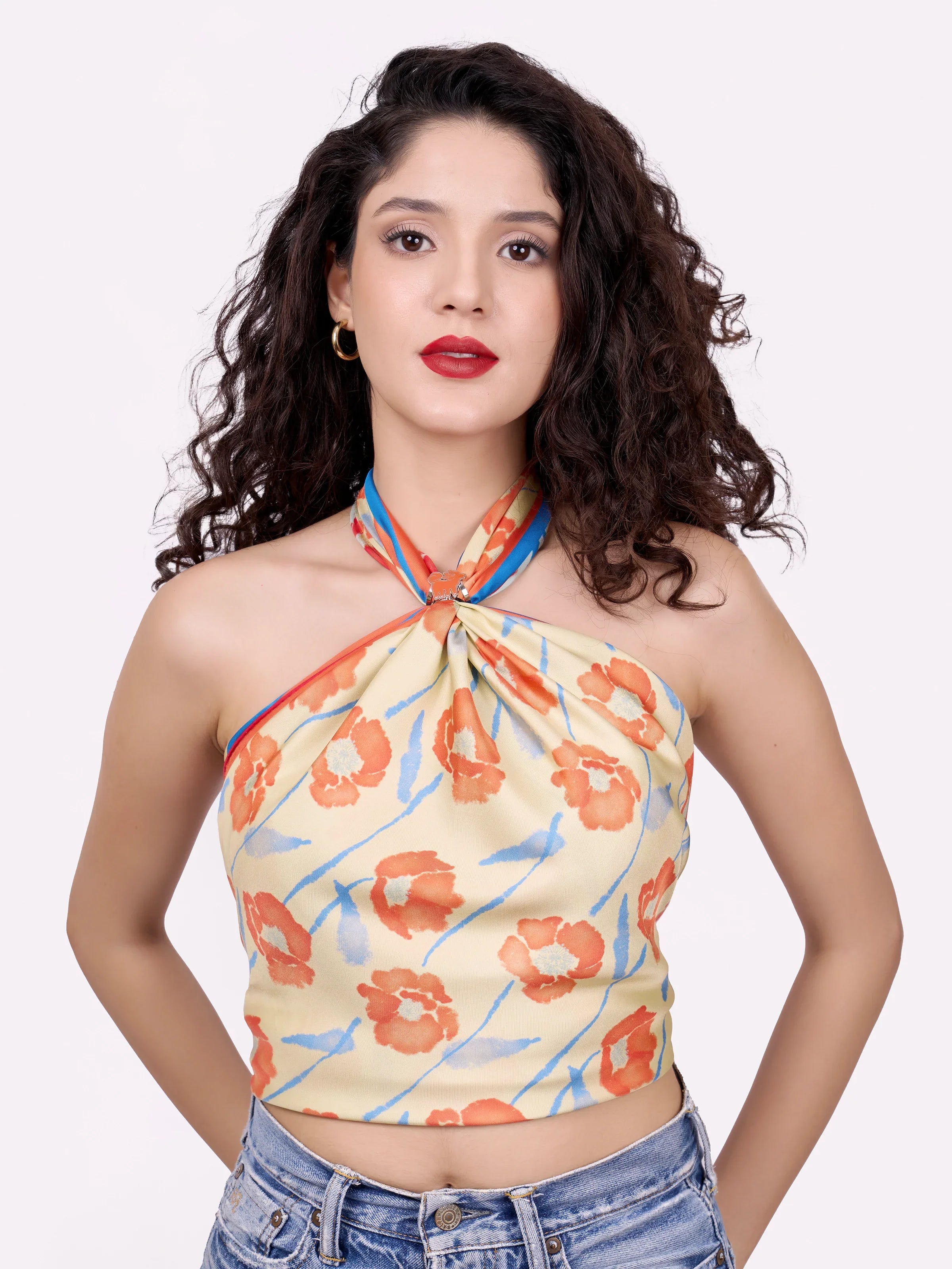 STUDIO QILING | Dancing Poppies Summer Mist Double Side Silk Scarf 100