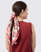 STUDIO QILING | Crimson Sunbird Scarlet Sky Double Side Silk Scarf 65