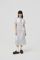 3EIGHTH | Nimai 2-Way Scarf Top In Silver Satin