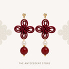 THE ANTECEDENT STORE | 吉祥结 | Statement Auspicious Knot With Red Agate Earrings