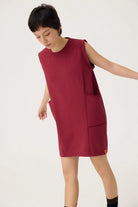 3EIGHTH | Cocoon Jersey Reversible Dress in Burgundy & Sappanwood