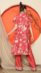 KANZI COLLECTION | Red Oriental Floral Cheongsam Pant Set