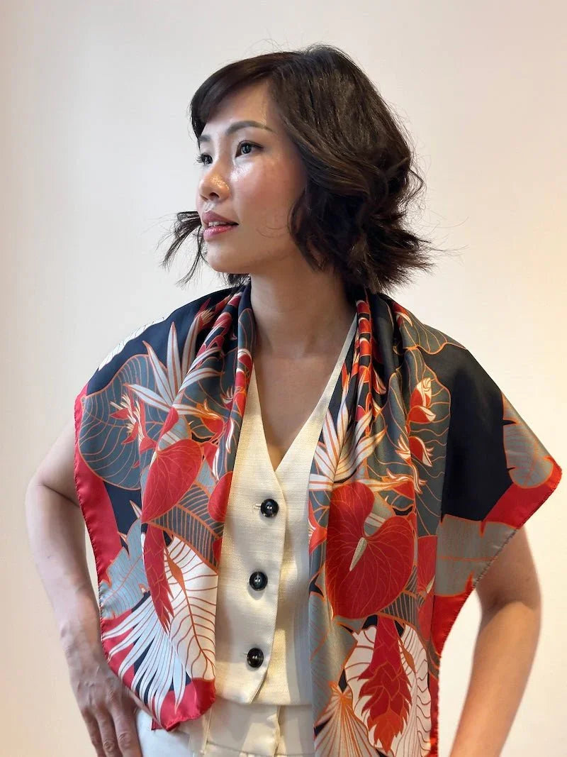 BINARY STYLE | Tropical Party Silk Scarf