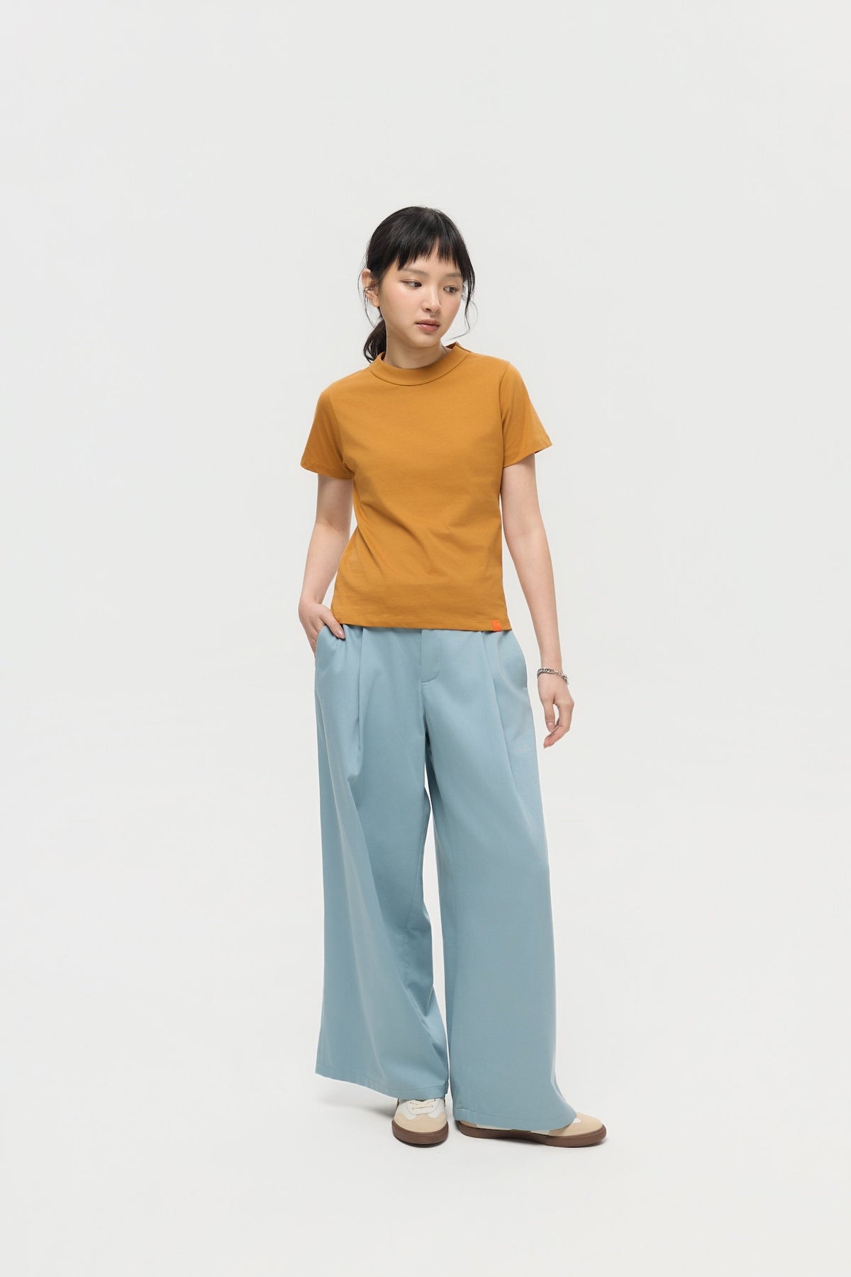 3EIGHTH | Mock Neck Tee in Caramel