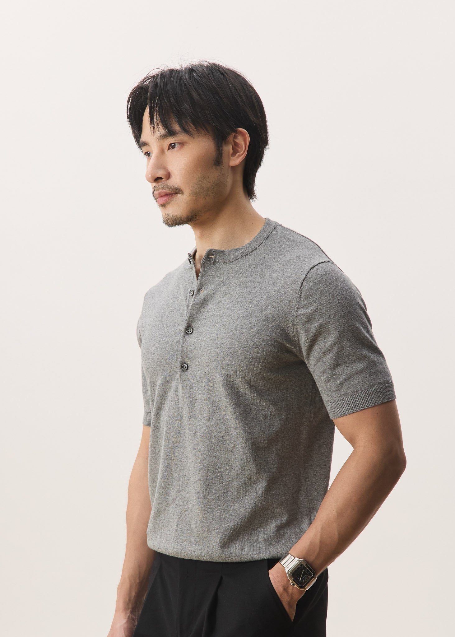 HOUSE OF HOUSE OF ANON PTE. LTD. | Sven Henley Knit Short Sleeve Top
