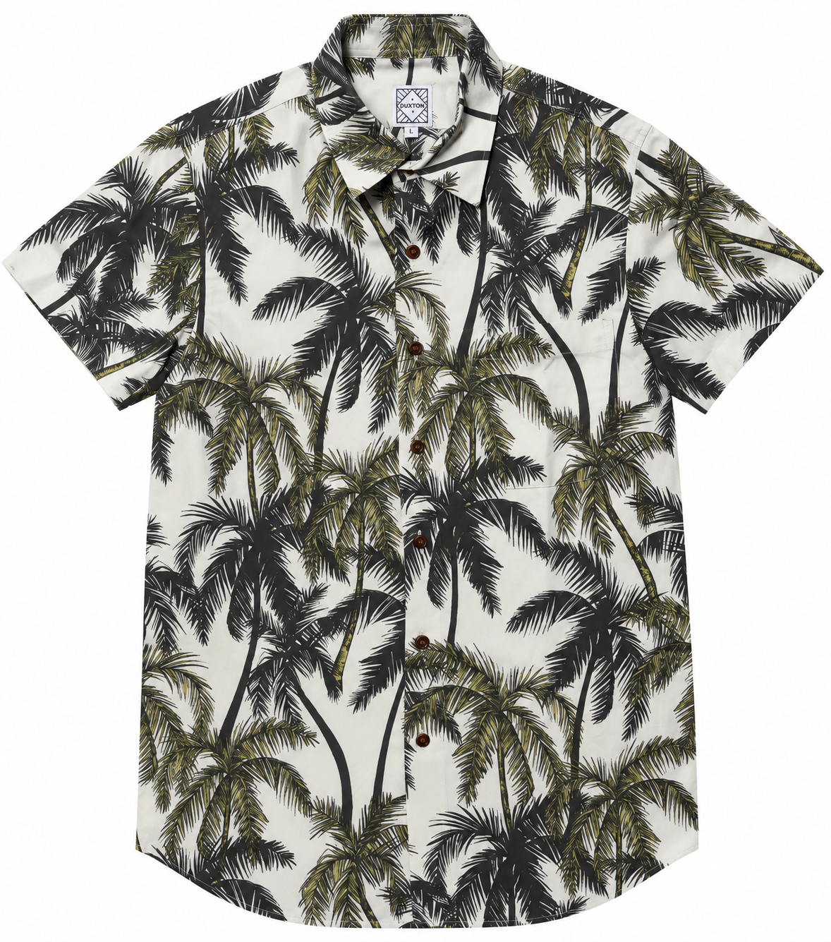 DUXTON | Regular Fit Button Up Shirt | Beach Palms | White