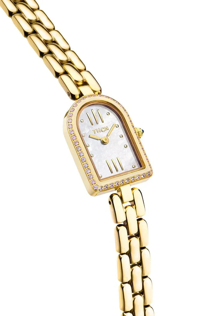 BLACK BY BLUE BRAVE | THCN N· II White Mother-of-Pearl Gold Bracelet Watch
