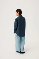 3EIGHTH | Oki Scarf Collar Top in Navy