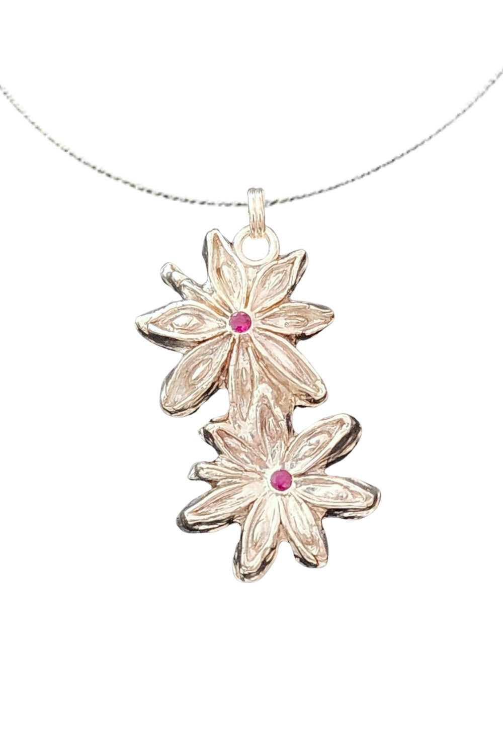 CREATIVE JEWELLERY STUDIO | Ruby, Silver Twin Star Anise Pendant Necklace by Annyun