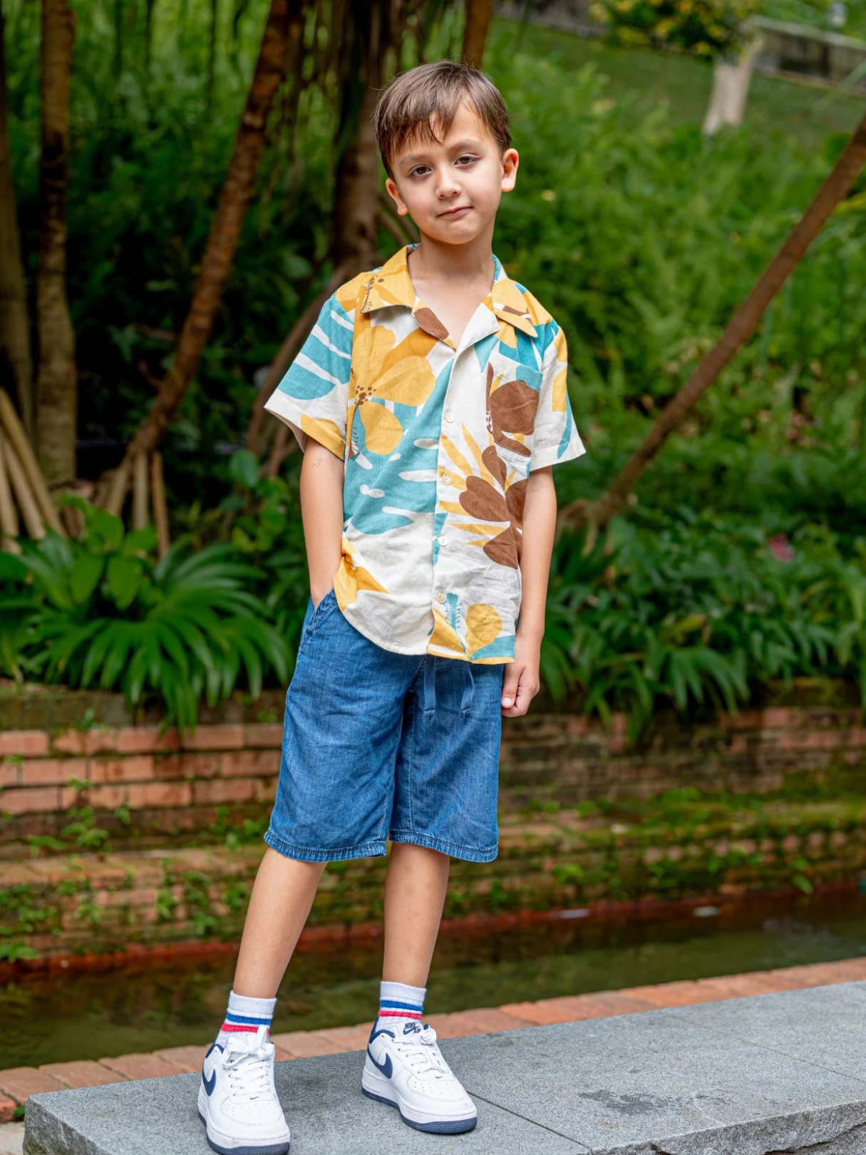 NIMBU | Valeria Beige Kids Shirt in Flex Cotton