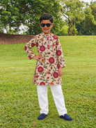 NIMBU | Vanya Beige Rose Gold Boys Kurta Pajama