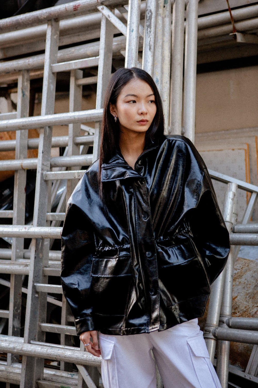 SAERO COLLECTIVE | Ryu Oversized Lacquer Jacket | Black