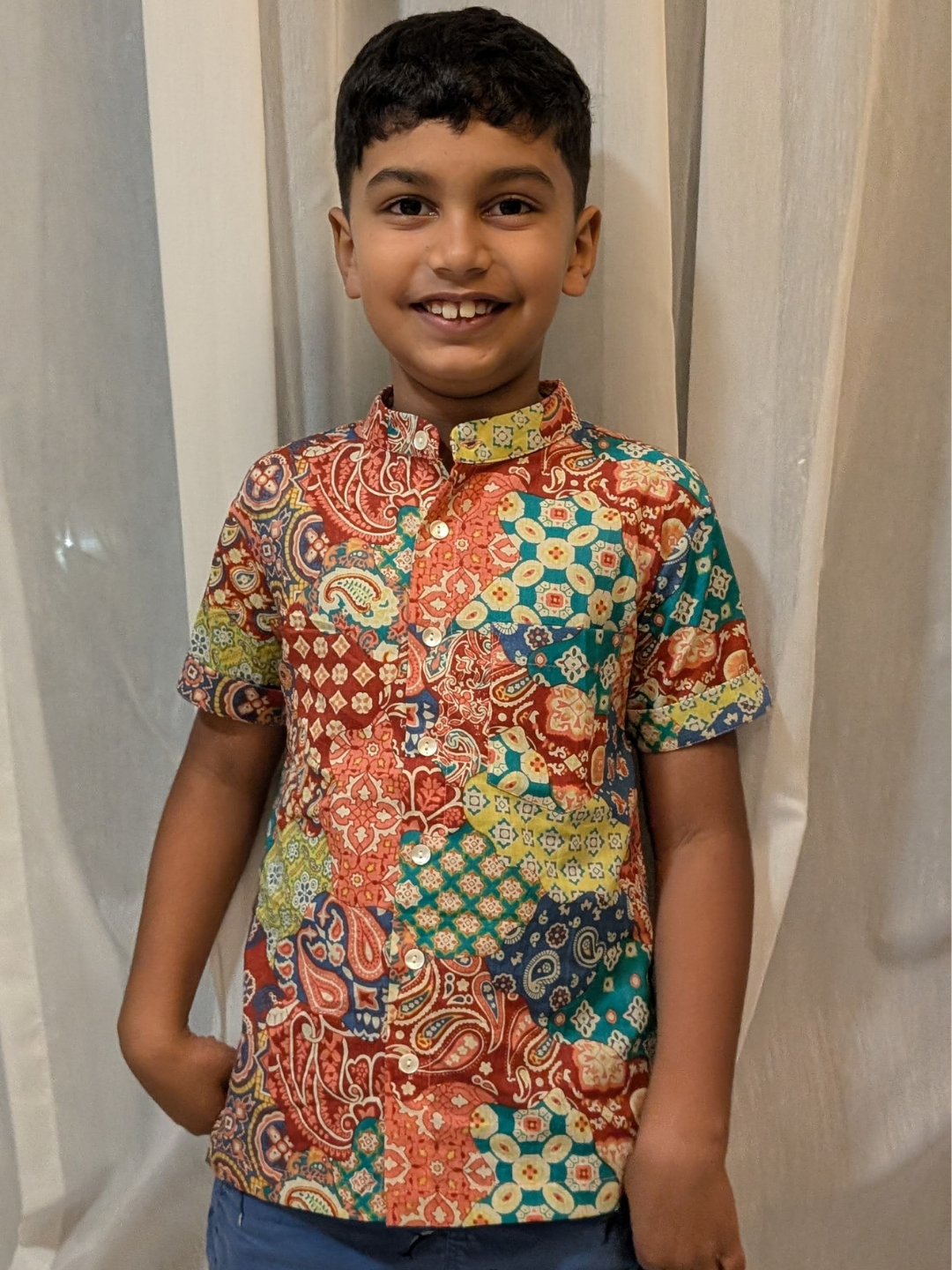 NIMBU | Harmony Multicolor Kids Mandarin Cotton Shirt