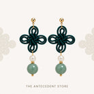 THE ANTECEDENT STORE | 吉祥结 | Statement Auspicious Knot with Green Aventurine Earrings