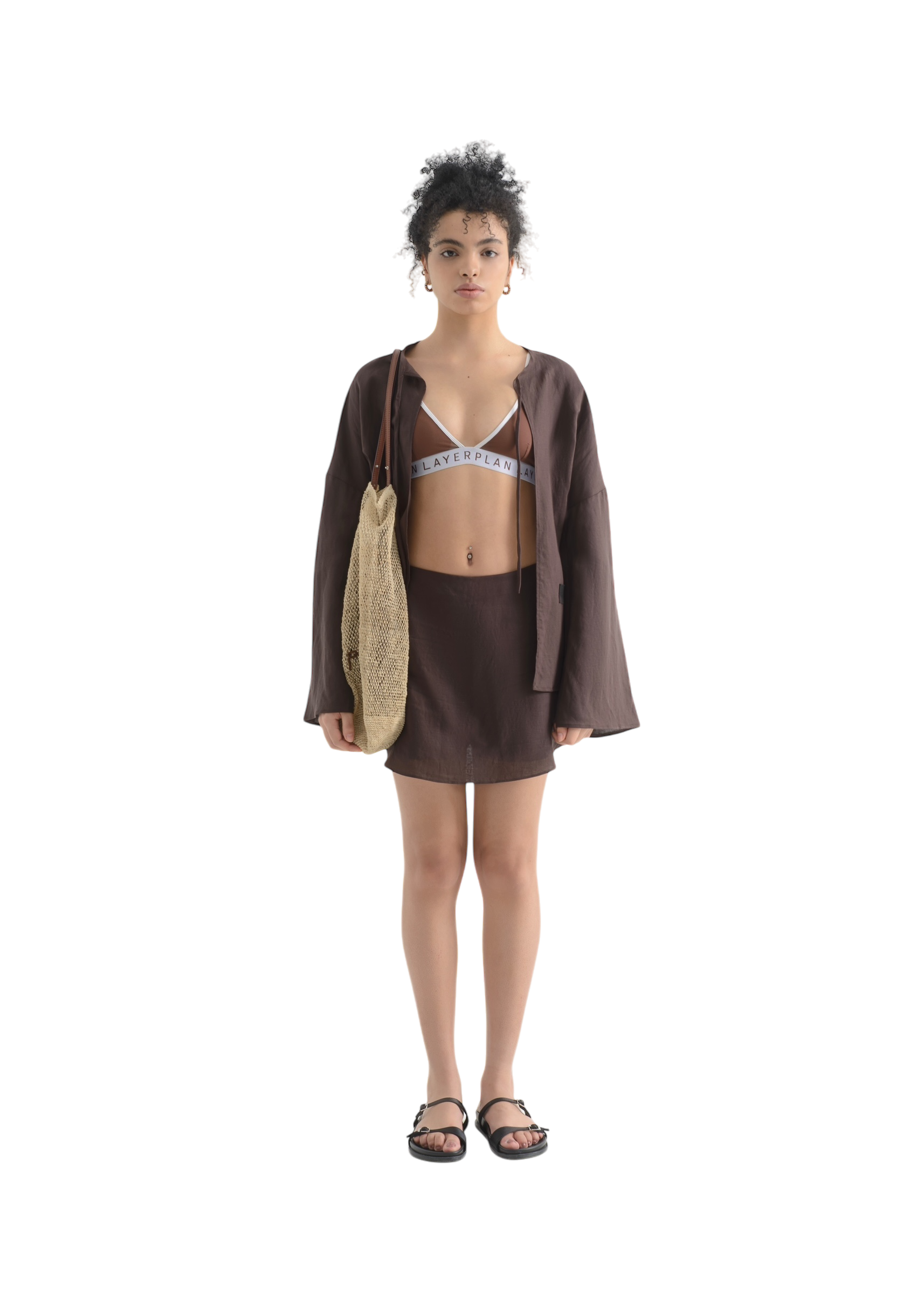 LAYERPLAN | Vinn Front Tie Line Jacket - Truffle