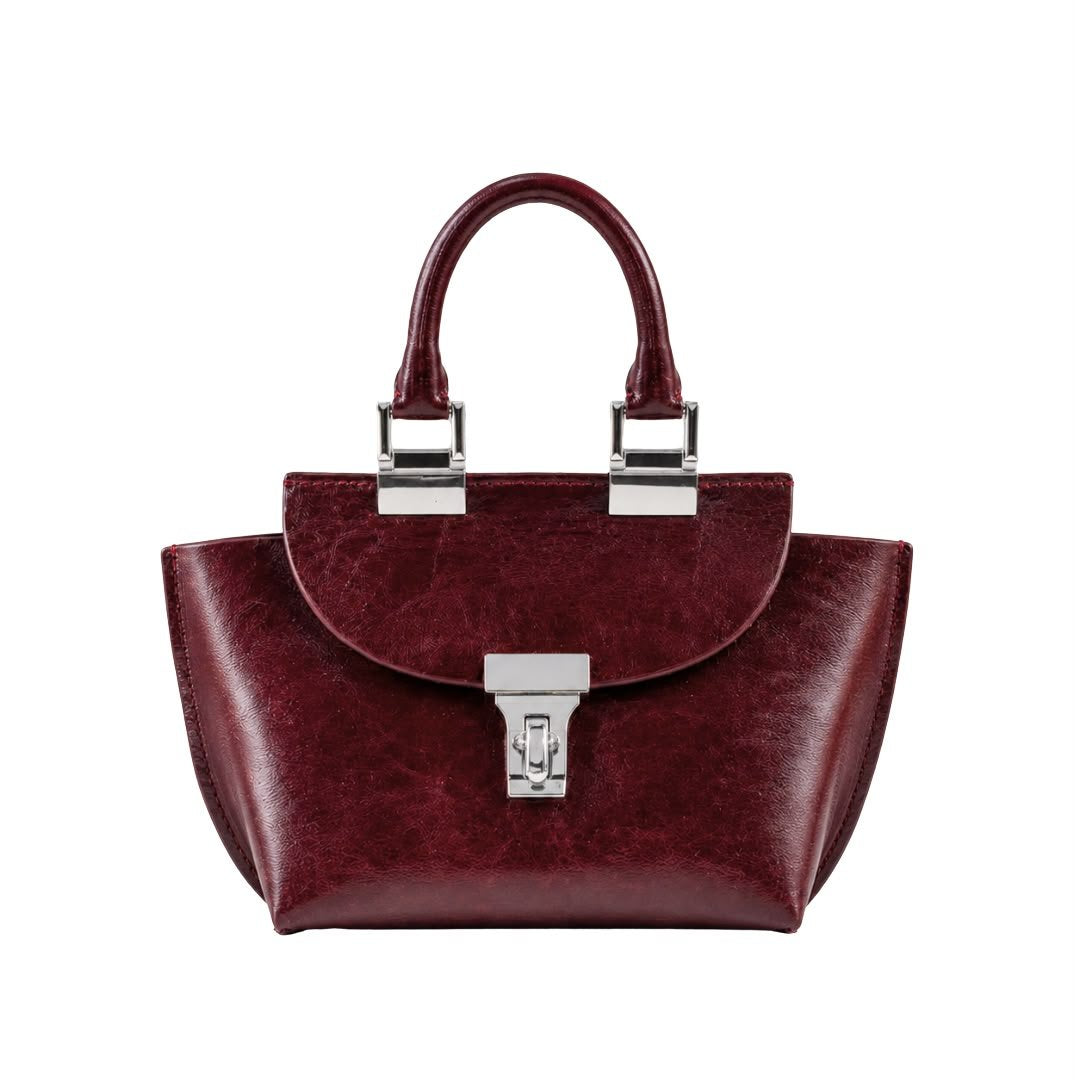 WU HAUS | Le Bon 14 Plum Leather Top Handle Bag