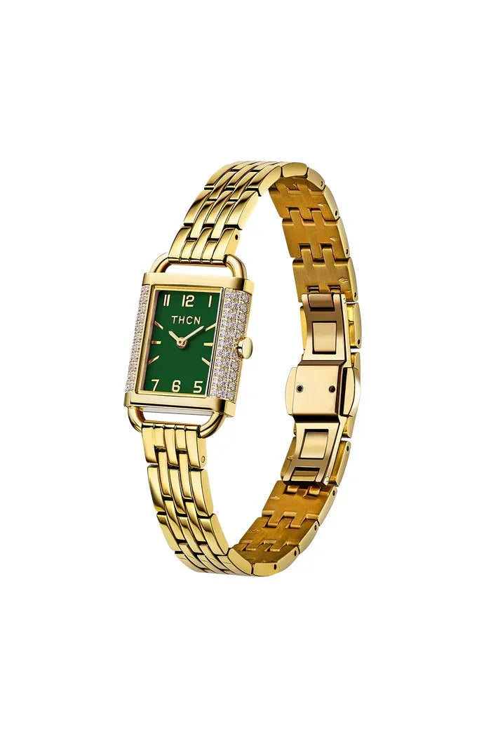 BLACK BY BLUE BRAVE | THCN H· I Eggshell Green Dial Gold Bracelet Watch