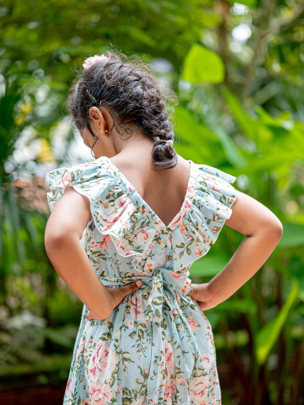 NIMBU | Anna Blue Girls Frilly Frock in Cotton