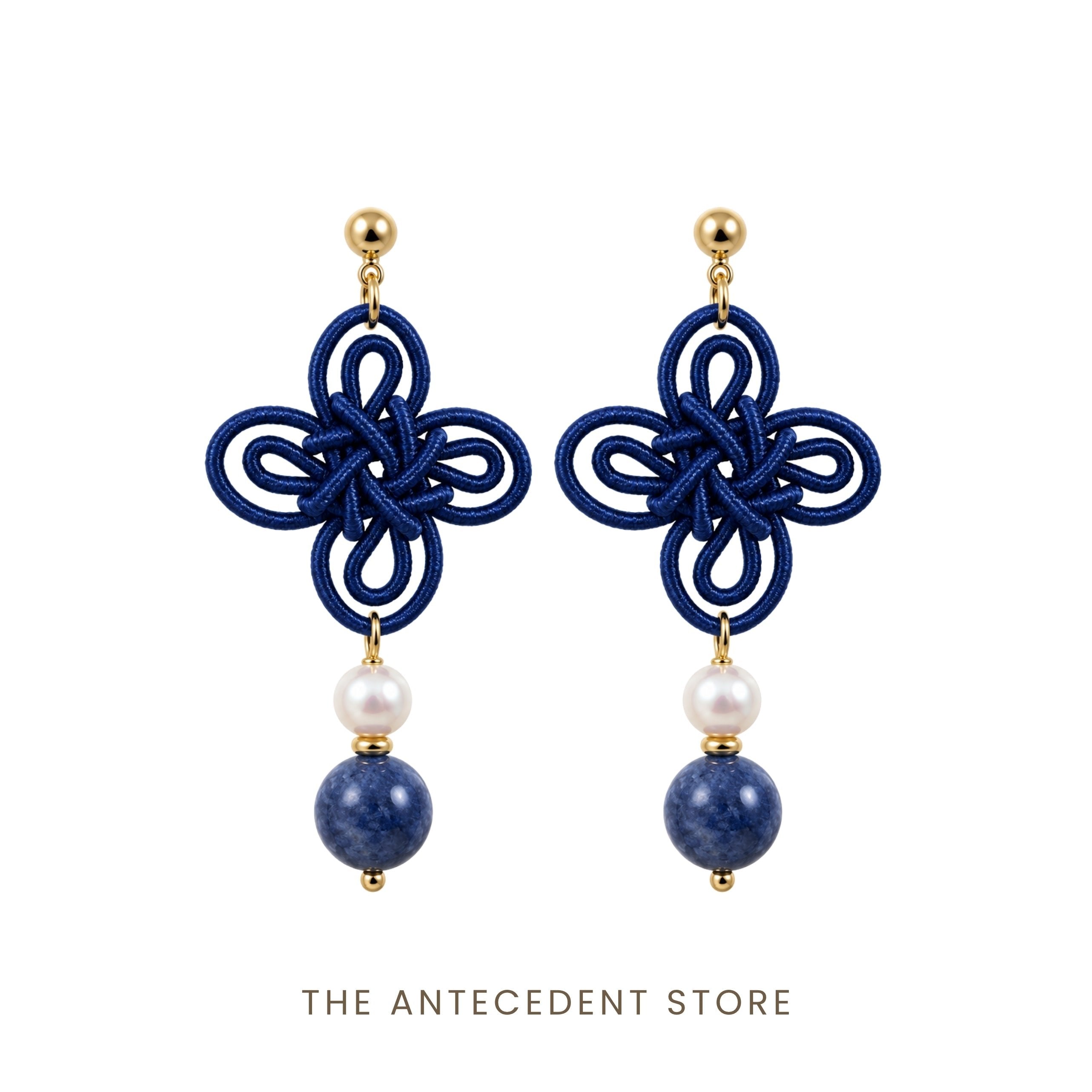 THE ANTECEDENT STORE | 吉祥结 | Statement Auspicious Knot With Kyanite Earrings