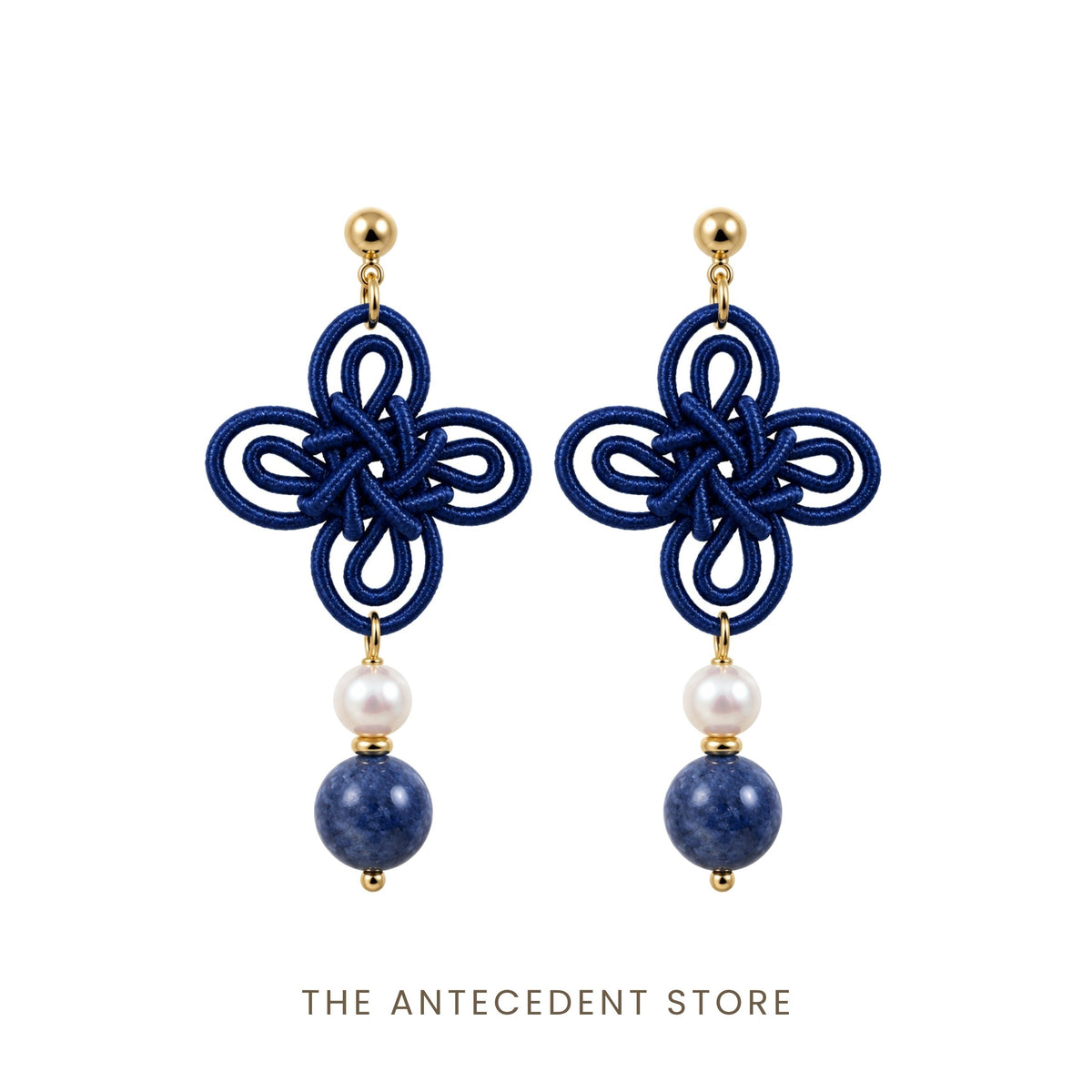THE ANTECEDENT STORE | 吉祥结 | Statement Auspicious Knot With Kyanite Earrings