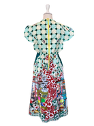 TRIOLOGIE | Kopitiam Teal Mandarin Collar Petal Sleeve Dress