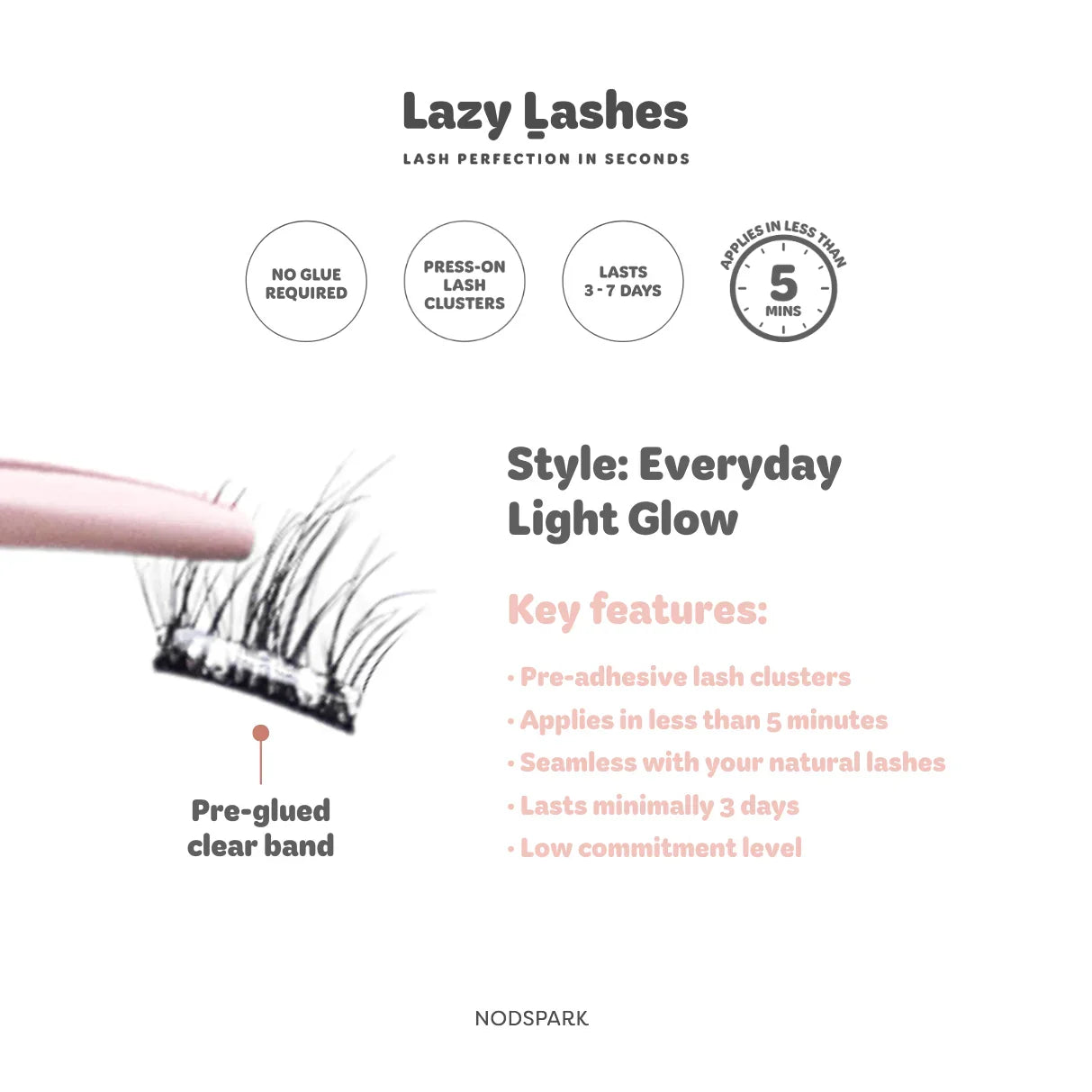 NODSPARK | Clear Band Everyday Light Glow Lazy Lashes