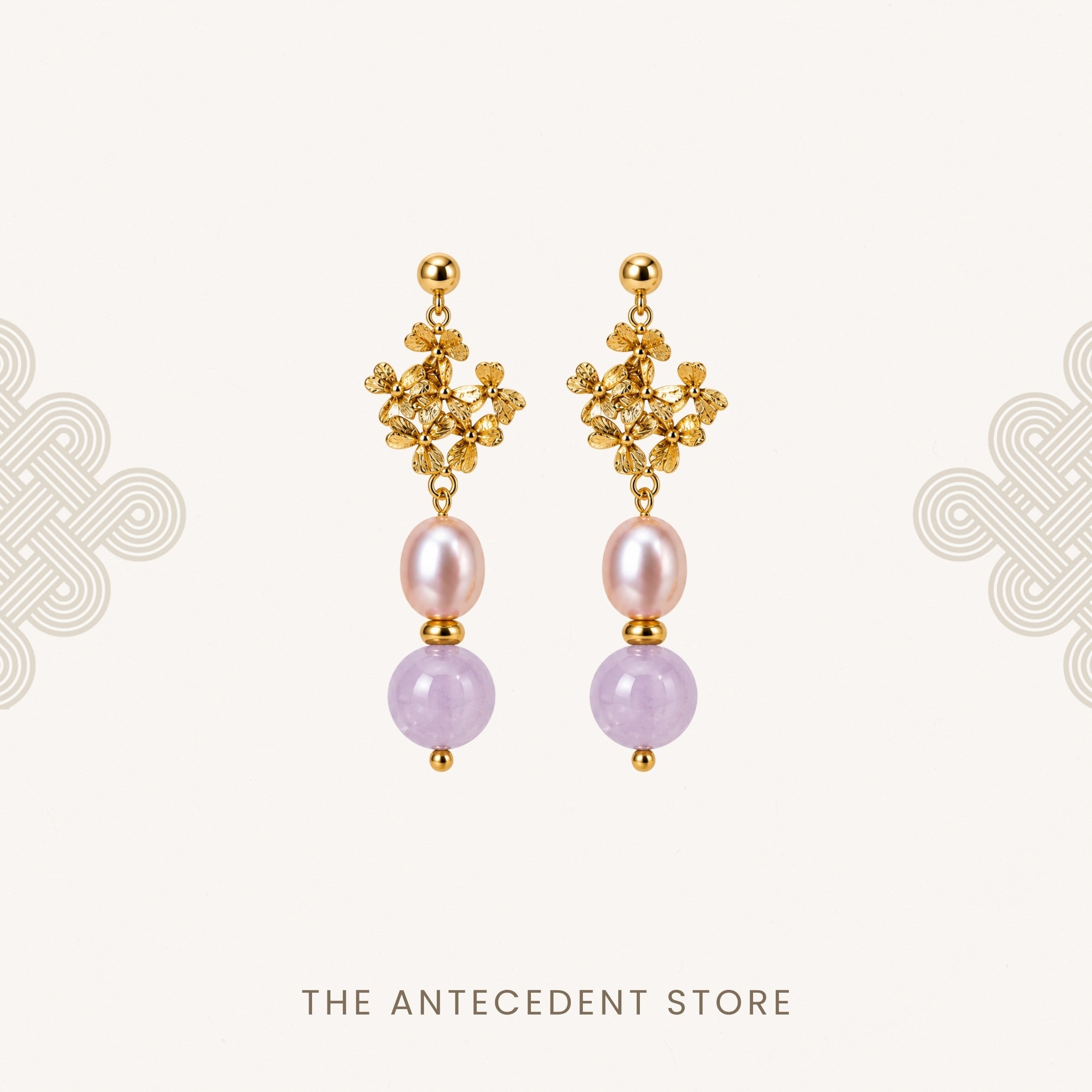 THE ANTECEDENT STORE | Rose Quartz & Freshwater Pearl Bouquet Earrings