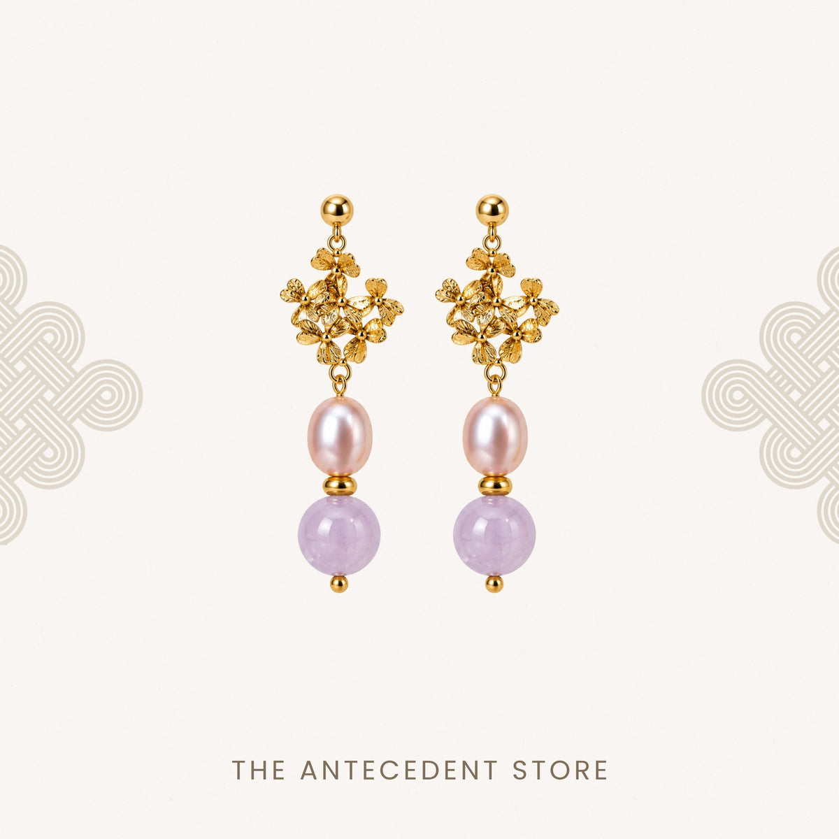 THE ANTECEDENT STORE | Rose Quartz & Freshwater Pearl Bouquet Earrings