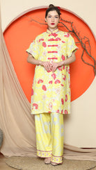 KANZI COLLECTION | Yellow Floral Cheongsam Pant Set