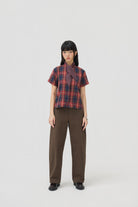 3EIGHTH | Nimai 2-Way Scarf Top In Red Tartan Gauze