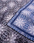 STUDIO QILING | Peranakan Orchid Navy Ink Double Side Silk Scarf 65