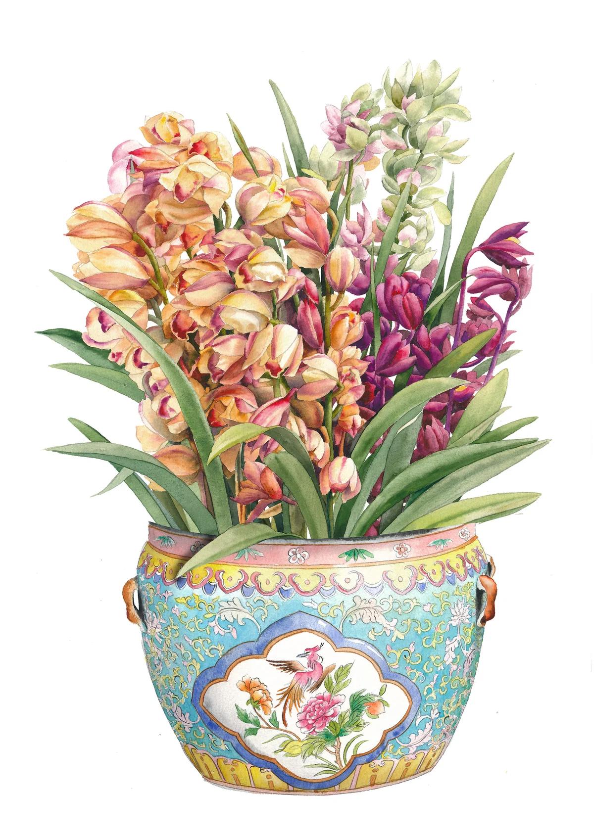 SINGLAPA | Peranakan Porcelain W Flowers Art Print