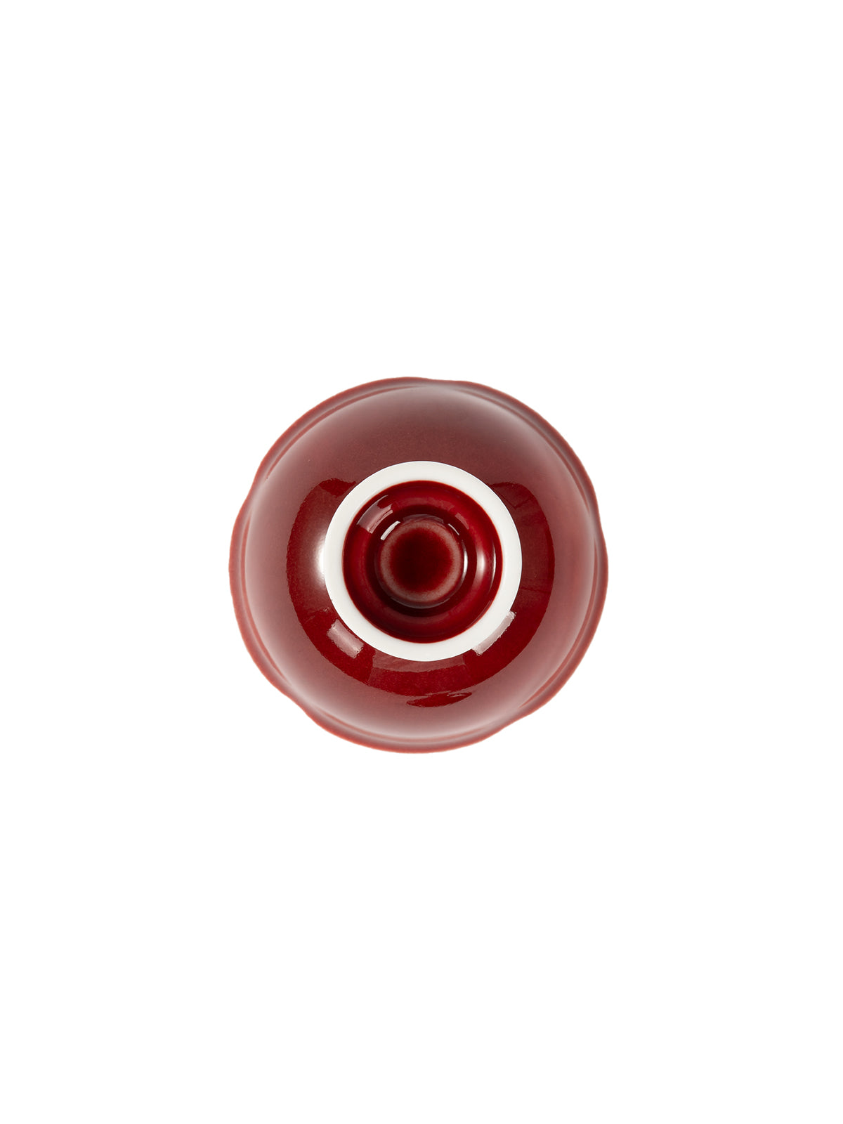 CRAFILAB | Kiln&Changed Cowpea Red & Tall Petal Rim Lidded Bowl