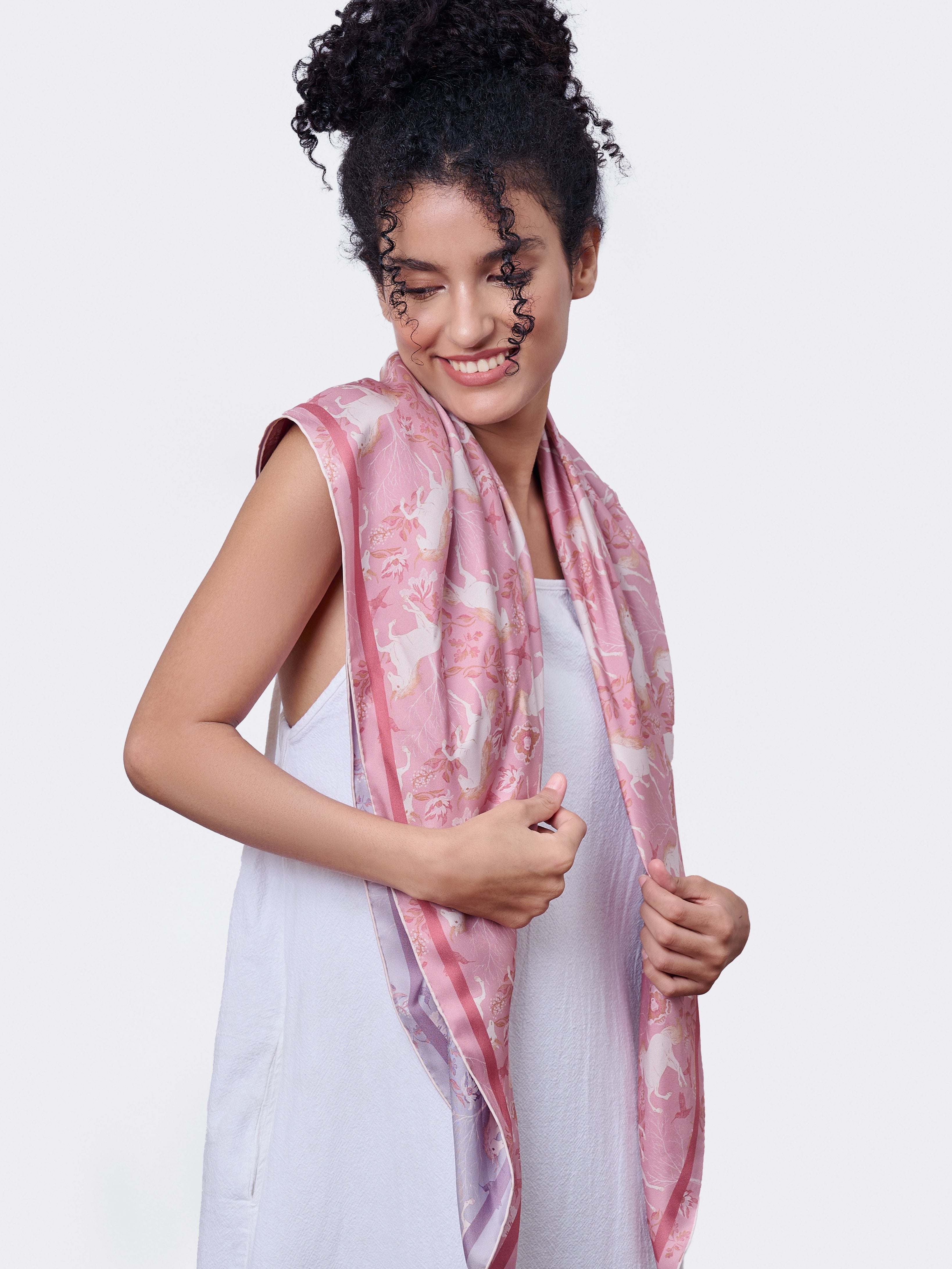 STUDIO QILING | Unicorn Spring Magic Double Side Silk Scarf 100