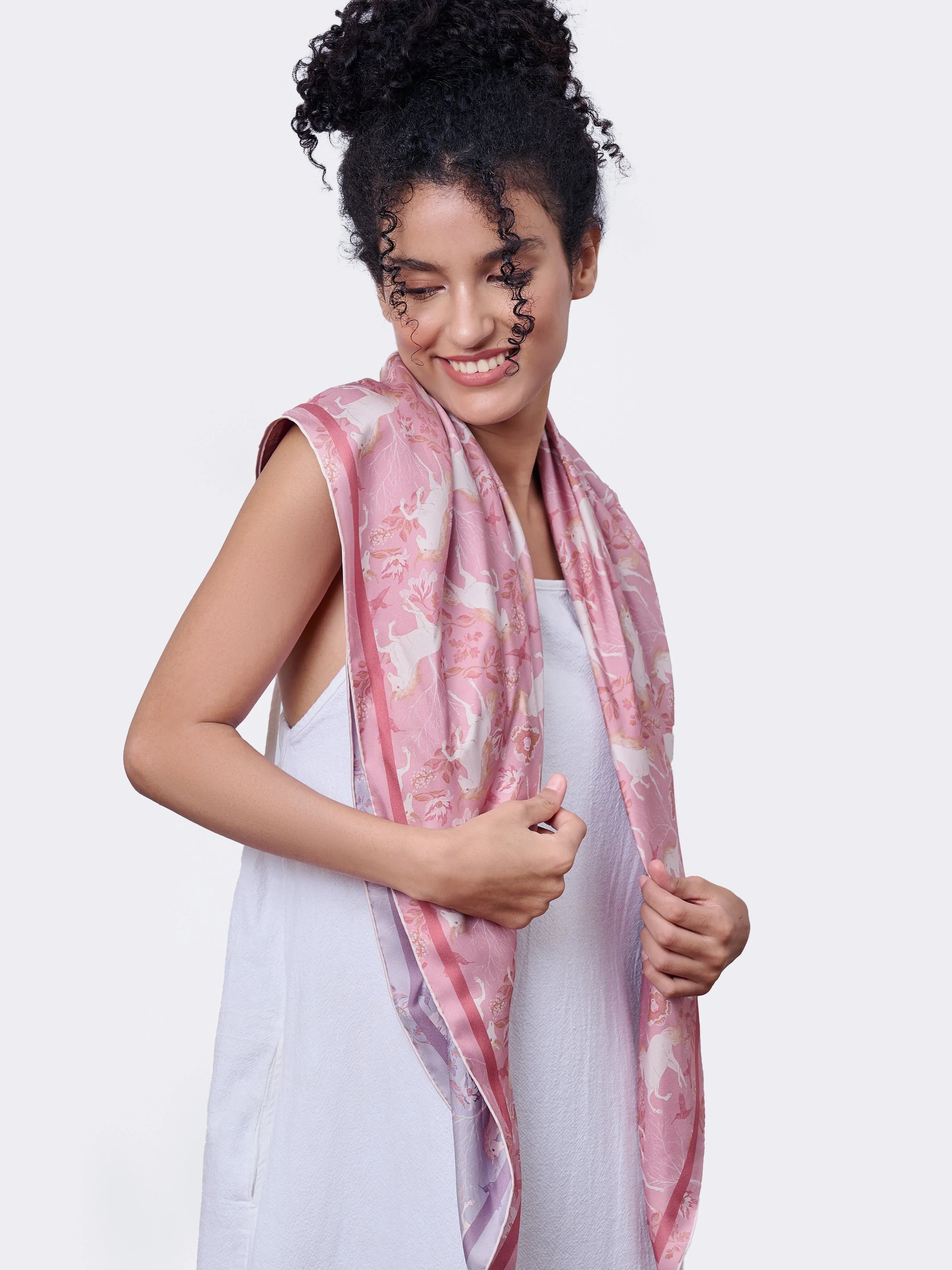 STUDIO QILING | Unicorn Spring Magic Double Side Silk Scarf 100