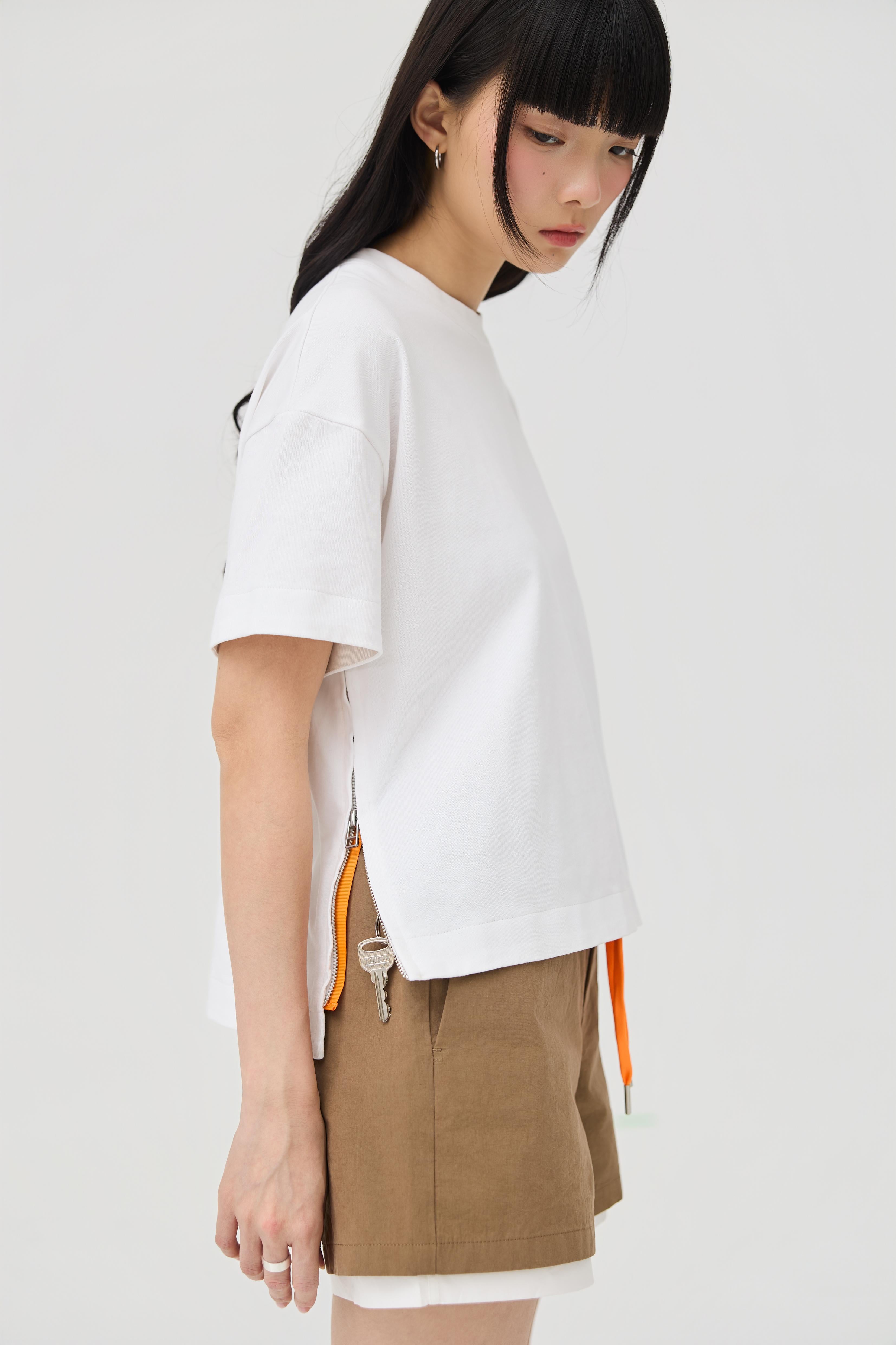 3EIGHTH | Sokko Zip Tee In Optic White