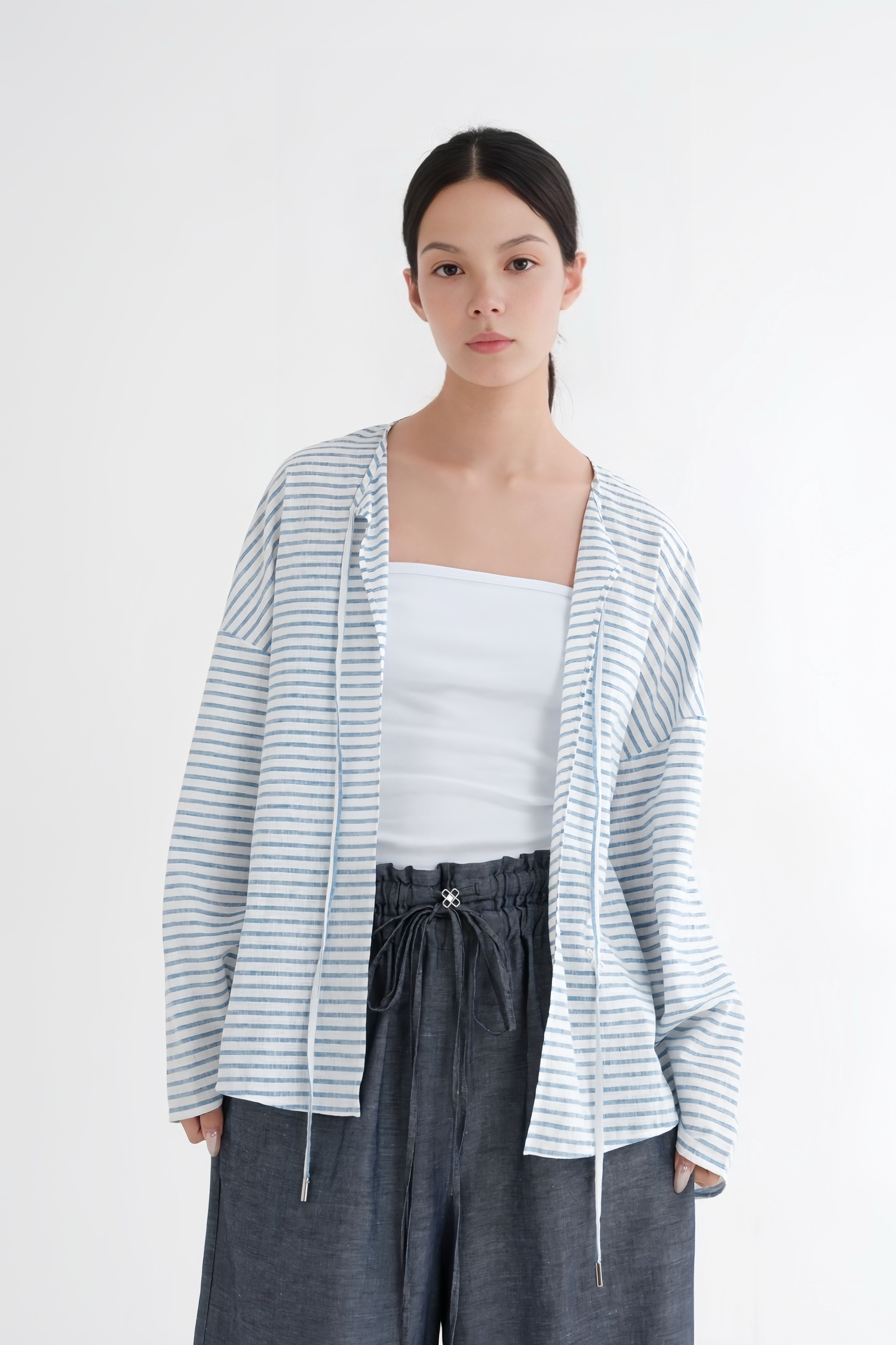 LAYERPLAN | Vinn Front Tie Line Jacket - Stripe