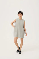 3EIGHTH | Cocoon Jersey Reversible Dress in Zinc Grey & Lemon Fizz