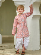 NIMBU | Devi Coral Boys Handblock Kurta Dhoti
