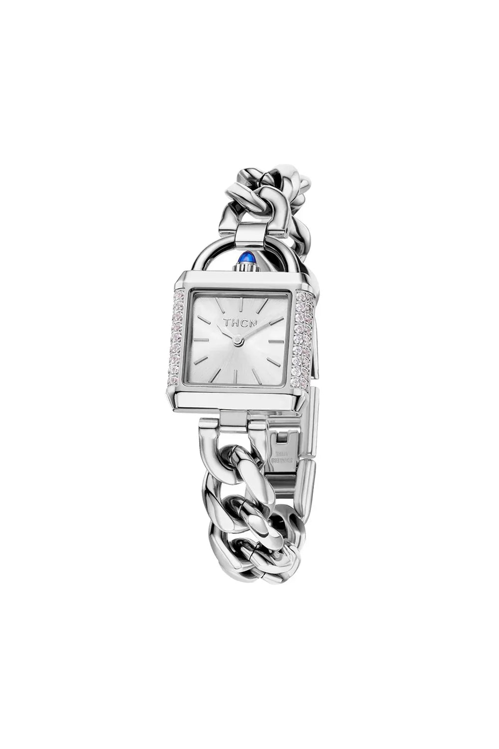 BLACK BY BLUE BRAVE | THCN C· II White Sunray· Silver Chain-Link Watch